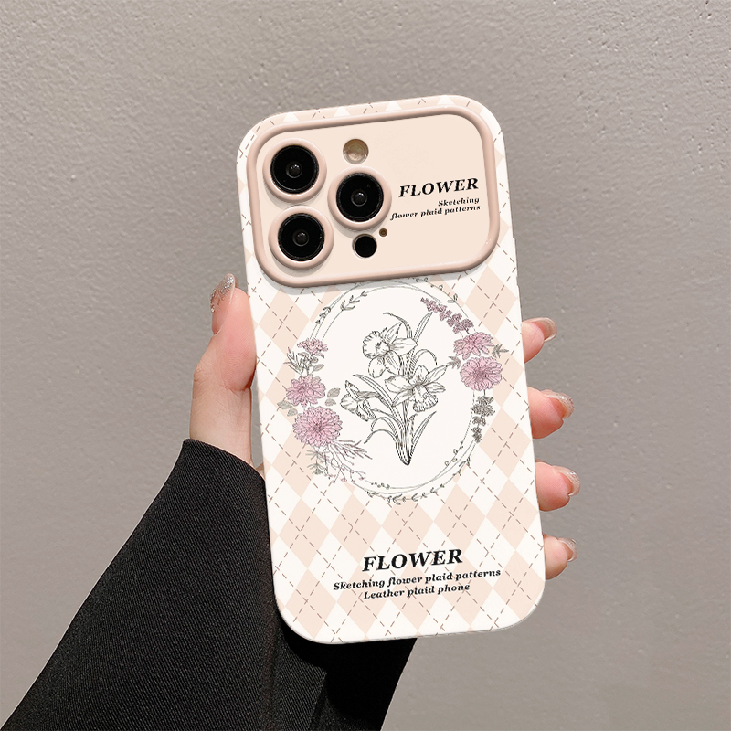 菱格花纹苹果iPhone15/14promax华为荣耀手机壳小米高级OPPO/VIVO