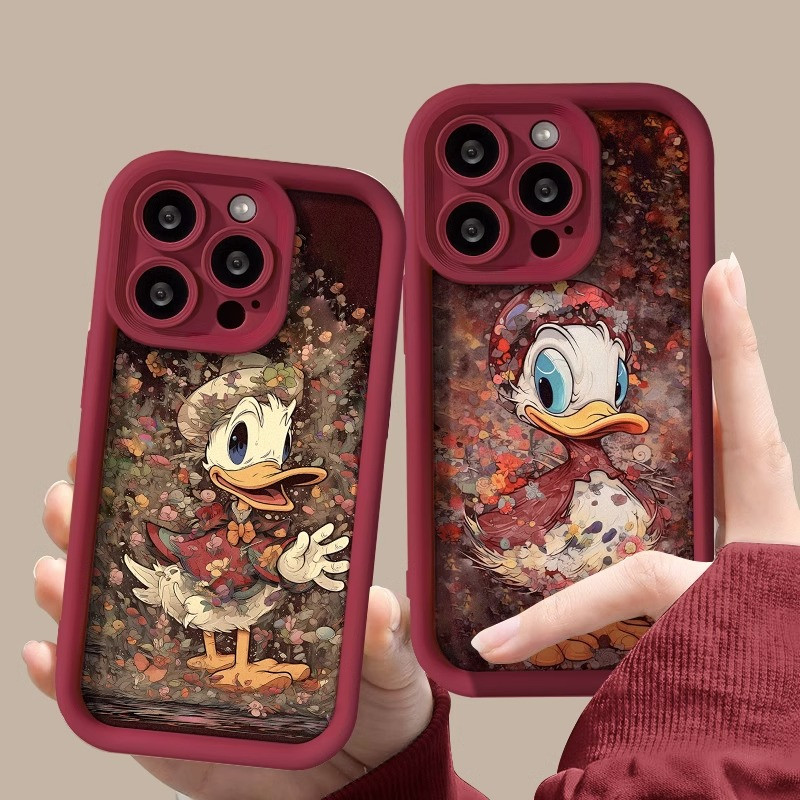 苹果14promax鲜花帽子鸭iPhone15Pro手机壳复古13/12高级感X/XR新