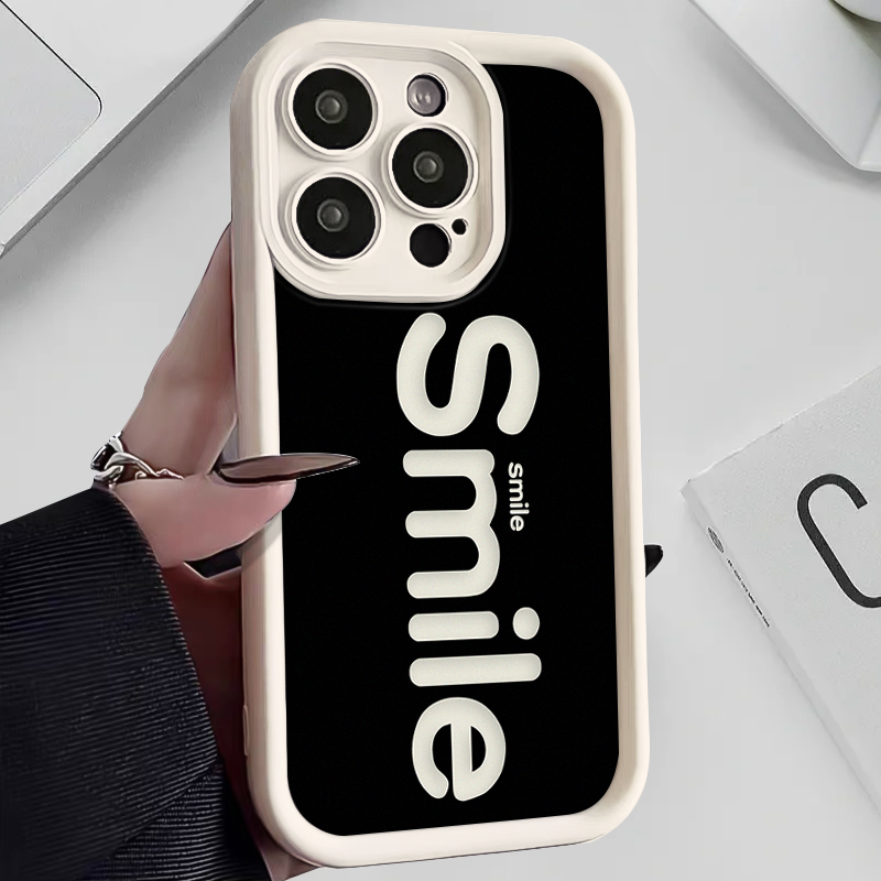smile潮英文苹果14promax/15plus/12promax/13高级手机壳防摔加厚