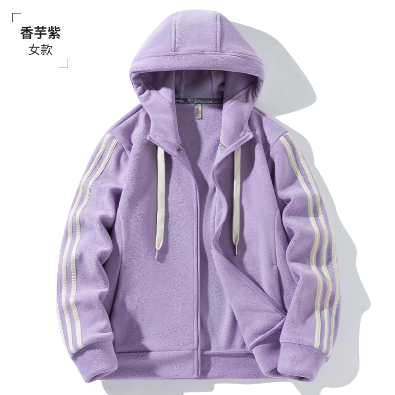 户外运动休闲多色百搭情侣连帽宽松长袖秋冬时尚潮流抓绒衣XL9160