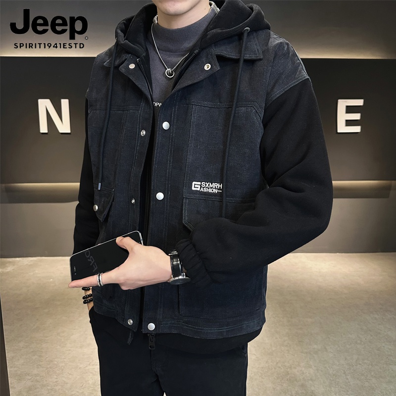JEEP吉普夹克2023年冬季新款潮流百搭拼接加厚外套男冬季保暖夹克