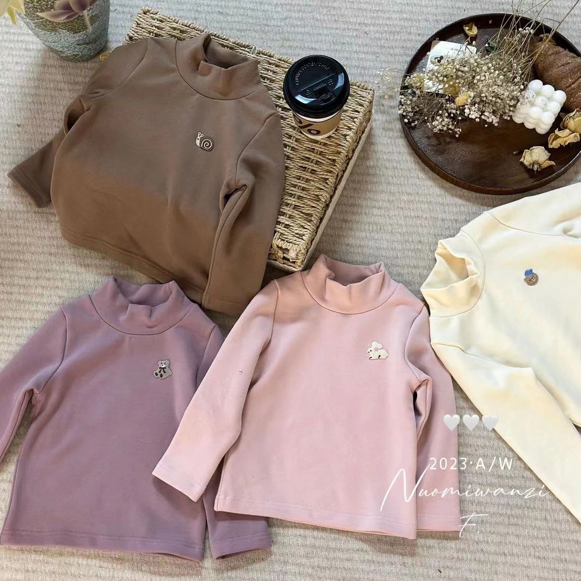 女童加绒打底衫秋冬装儿童保暖上衣女宝宝洋气加厚长袖双面绒卫衣