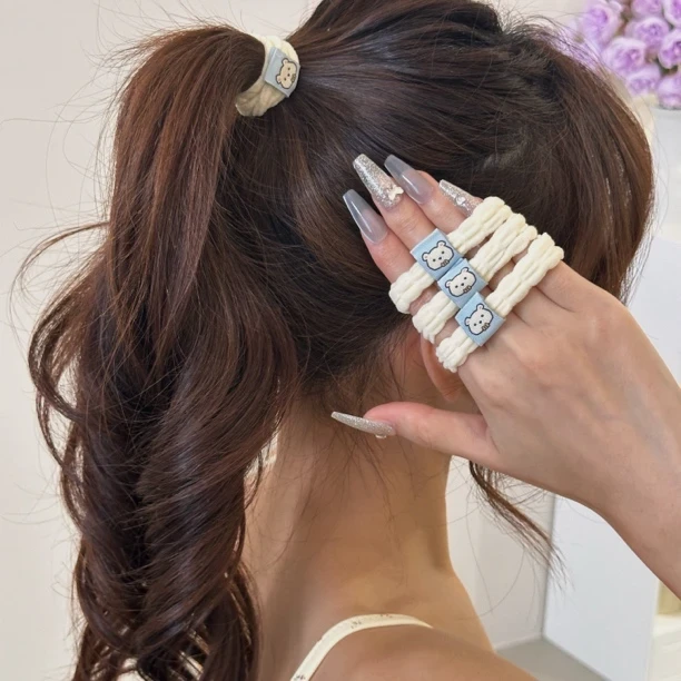 可爱软糯小熊发圈毛巾圈女孩扎头发绳高弹力橡皮筋头绳头饰气质G