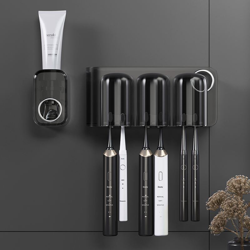 牙刷置物架免打孔刷牙杯漱口杯挂墙架子壁挂式卫生间电动家庭套装