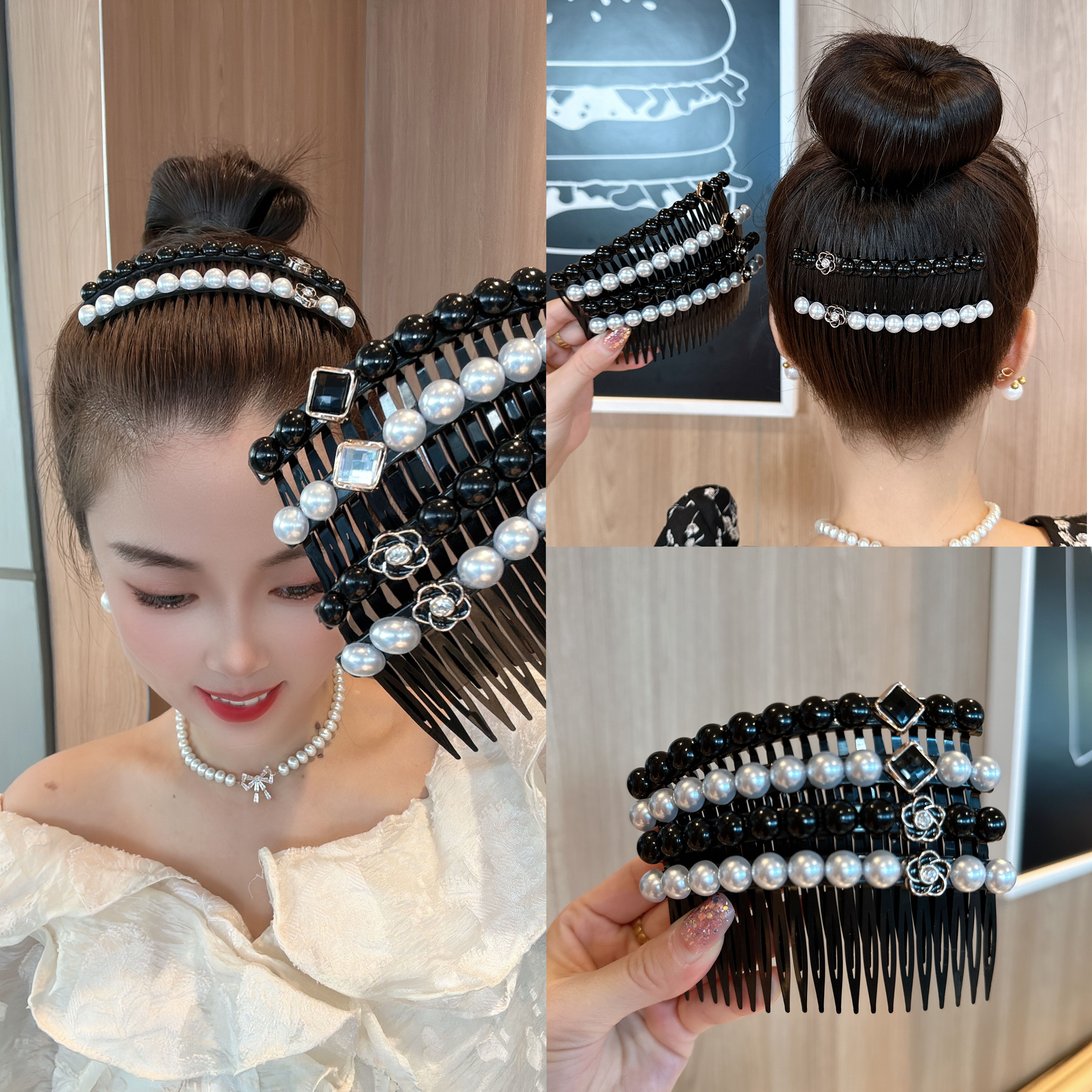 时尚百搭珠珠刘海碎发插梳 后脑勺碎发整理神器女商品图