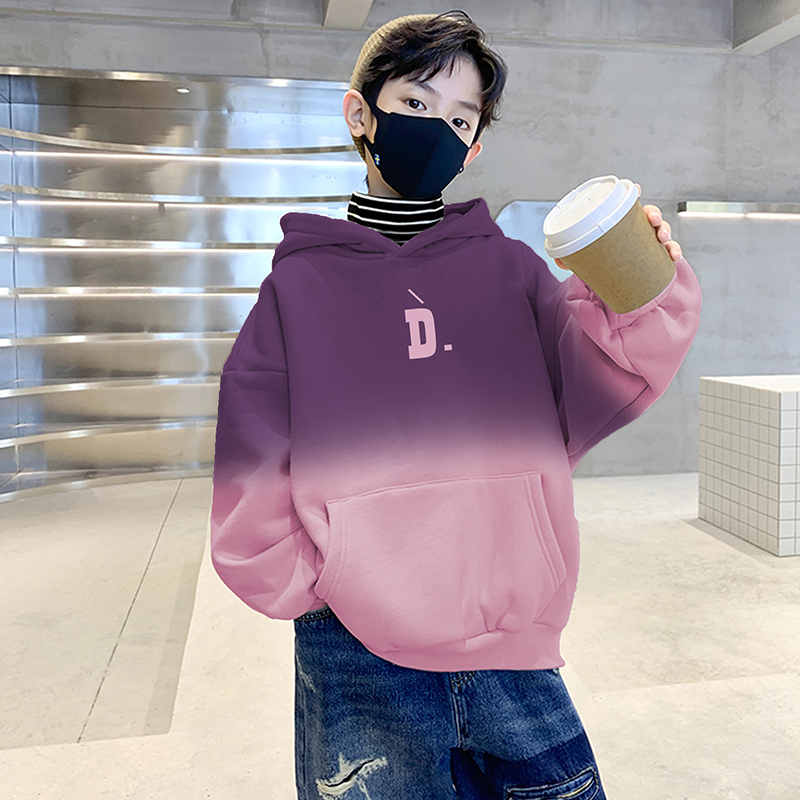 儿童奥利绒卫衣男童宽松外套秋装2023新款中大童加绒冬季炸街潮牌