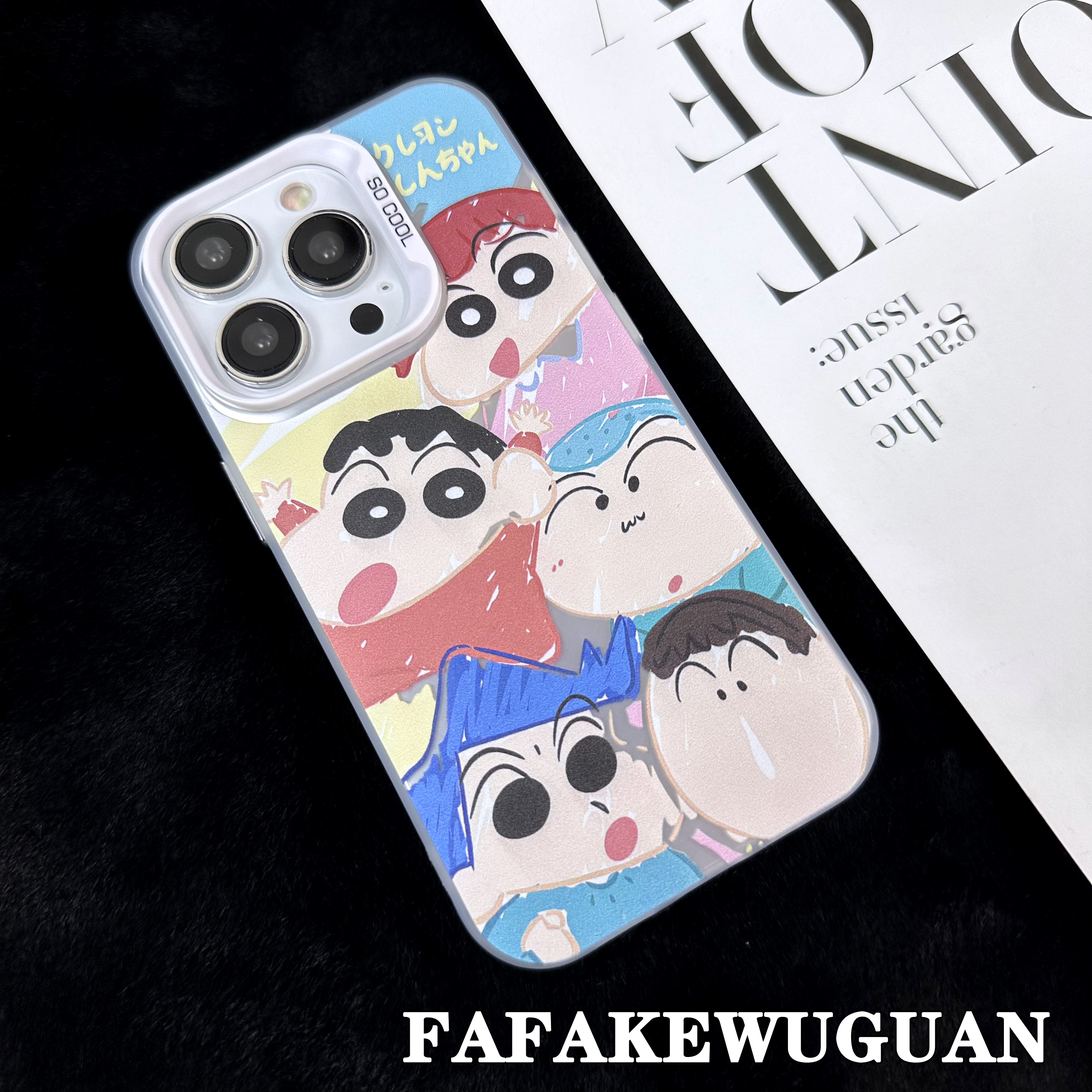适用苹果15INS可爱手绘画小新彩银银色手机壳iphone15pro/14pro