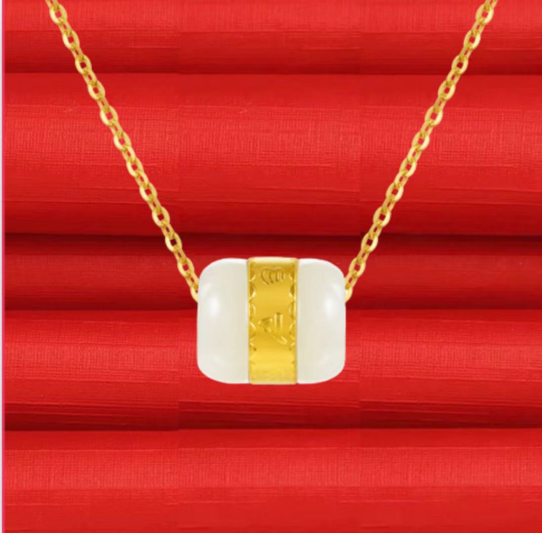 【含999足金】镶嵌路路通百搭吊坠锁骨链 【一物一证】