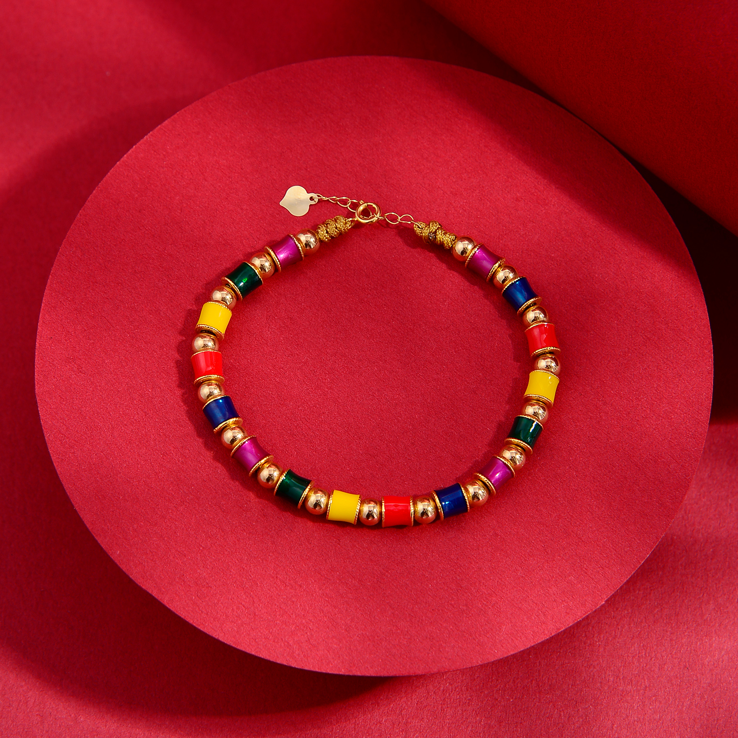 【巧儿专属】18k金五色金幡满串手链 轻奢时尚百搭