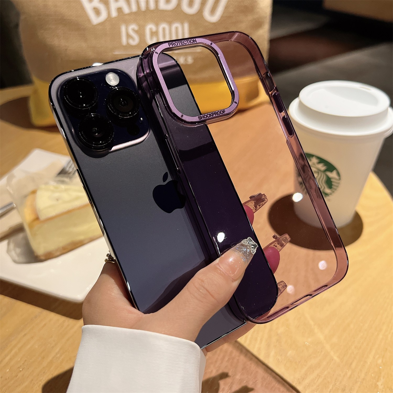 简约透明苹果14promax手机壳金属镜头框iPhone13promax潮牌透明壳