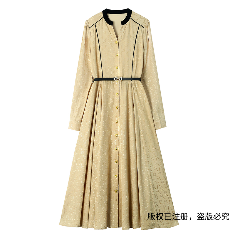 早秋协奏曲【千树】2023女装新款长袖提花连衣裙 YM3C01295Q