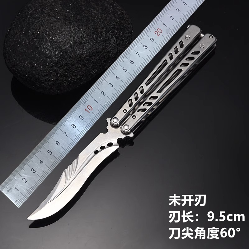 全钢蝴蝶折叠刀甩刀初学者练习刀入门级训练刀未开刃不锈钢蝴蝶刀