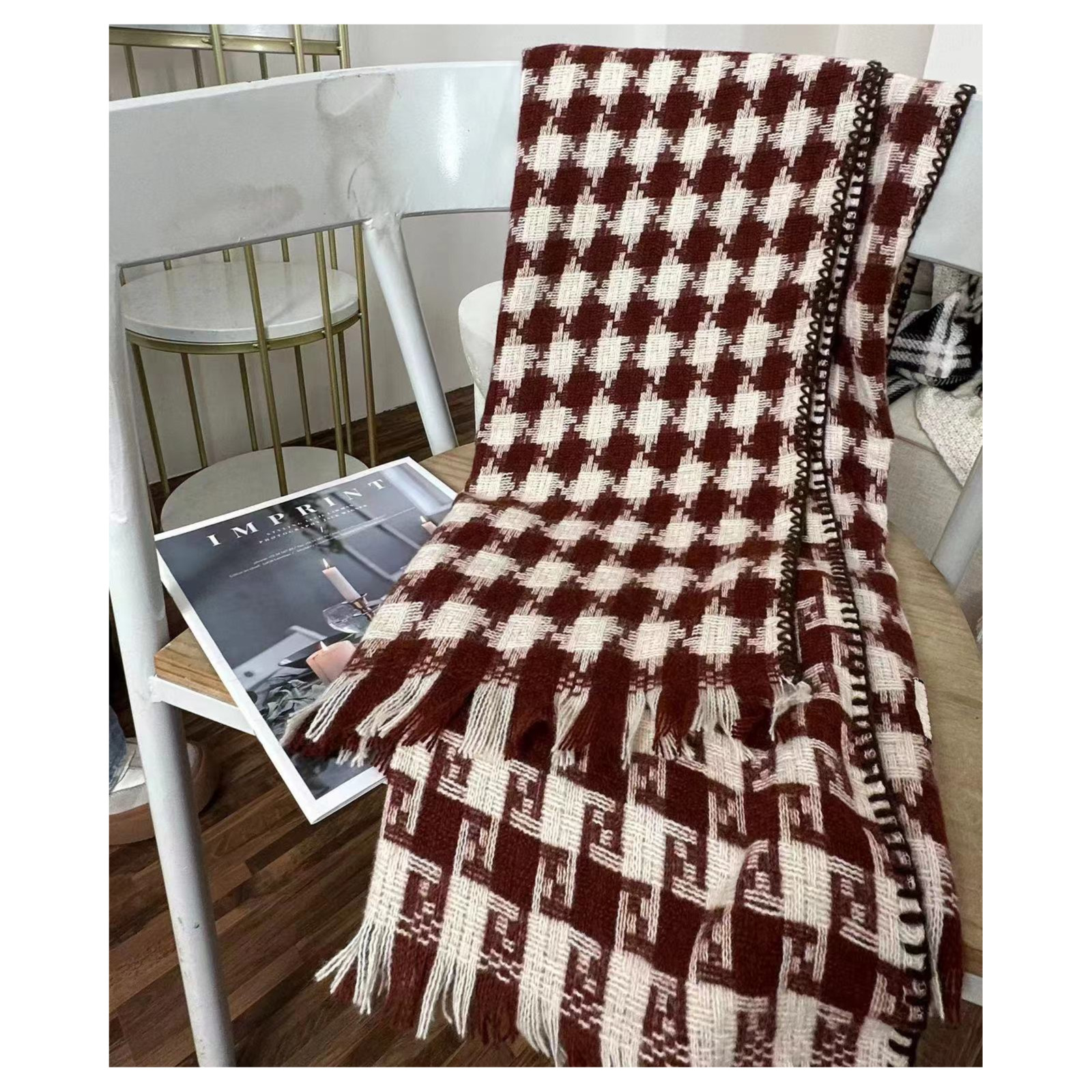 茵曼|双面经典ins围脖披肩格子围脖休闲时尚百搭加厚保暖秋冬圣诞