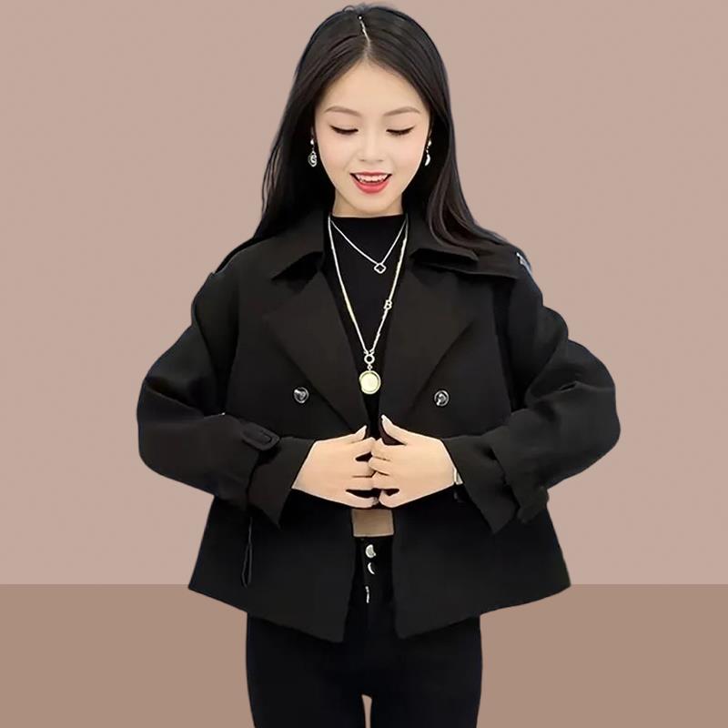 复古风衣女款2023新款春秋季女士短外套小个子英伦风爆款女装洋气