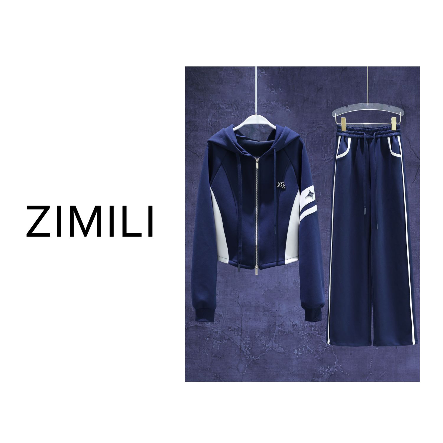 【LIANG哥定制】冬季长袖新款韩系时尚撞色休闲运动服连帽套装1556