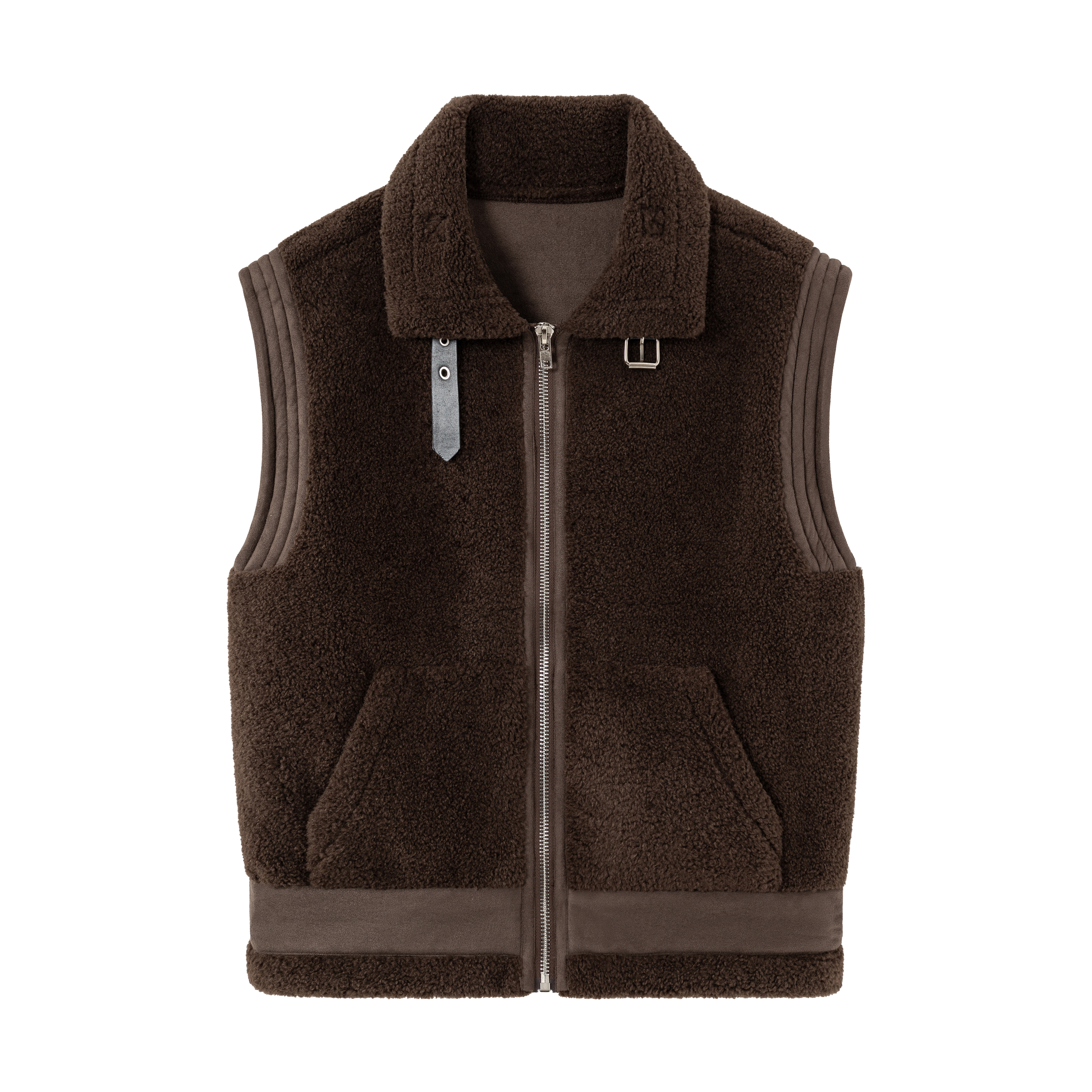 安南AN-A10049秋冬季新款时尚设计感拼接皮无袖外套