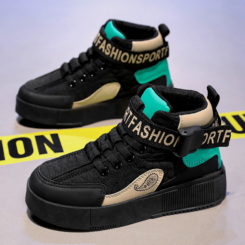 回力潮品男童鞋子2023新款秋冬款儿童板鞋男孩高帮运动棉鞋中大童