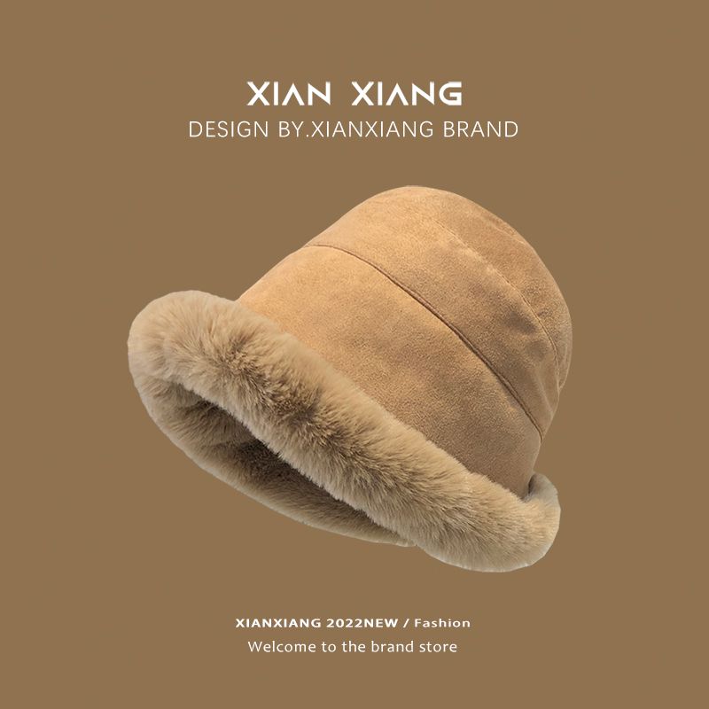 帽子女冬季新款毛毛渔夫帽加绒保暖棉帽女冬天雷锋帽护耳毛绒鸿欢