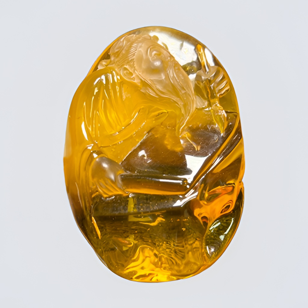 琥珀吊坠挂坠神笔马良大展宏图大师雕刻精雕通透高冰精美珠宝