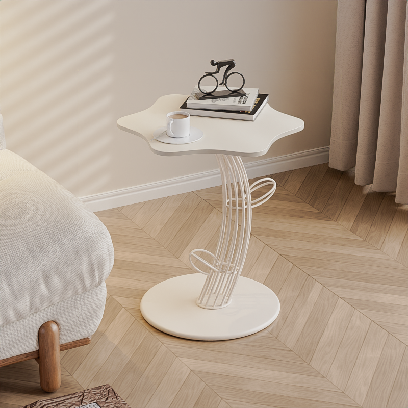 小户型奶油风铁艺仙人掌角几客厅沙发玻璃边几侘寂风创意云朵茶几
