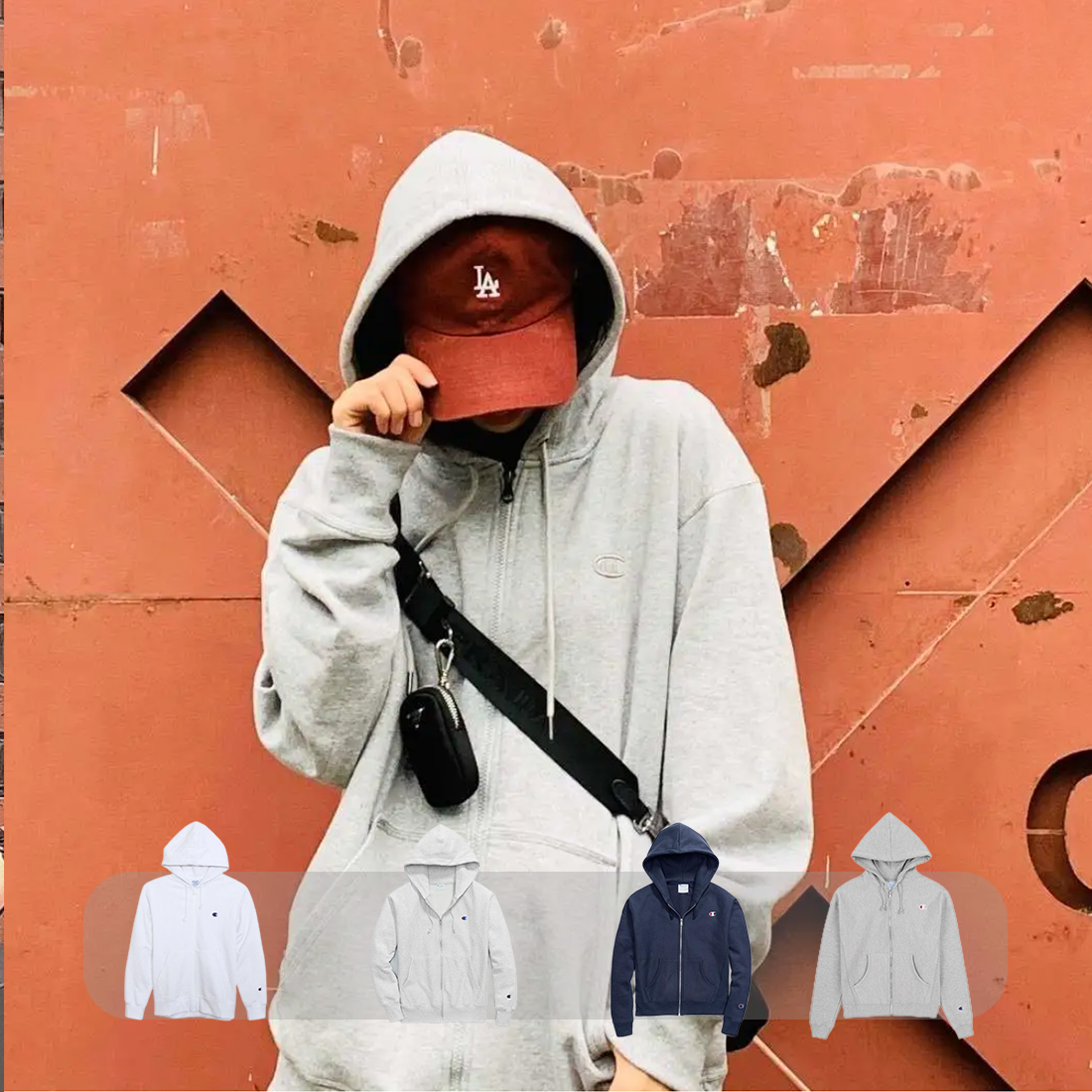 Champion 纯色连帽双侧门袋夹克外套