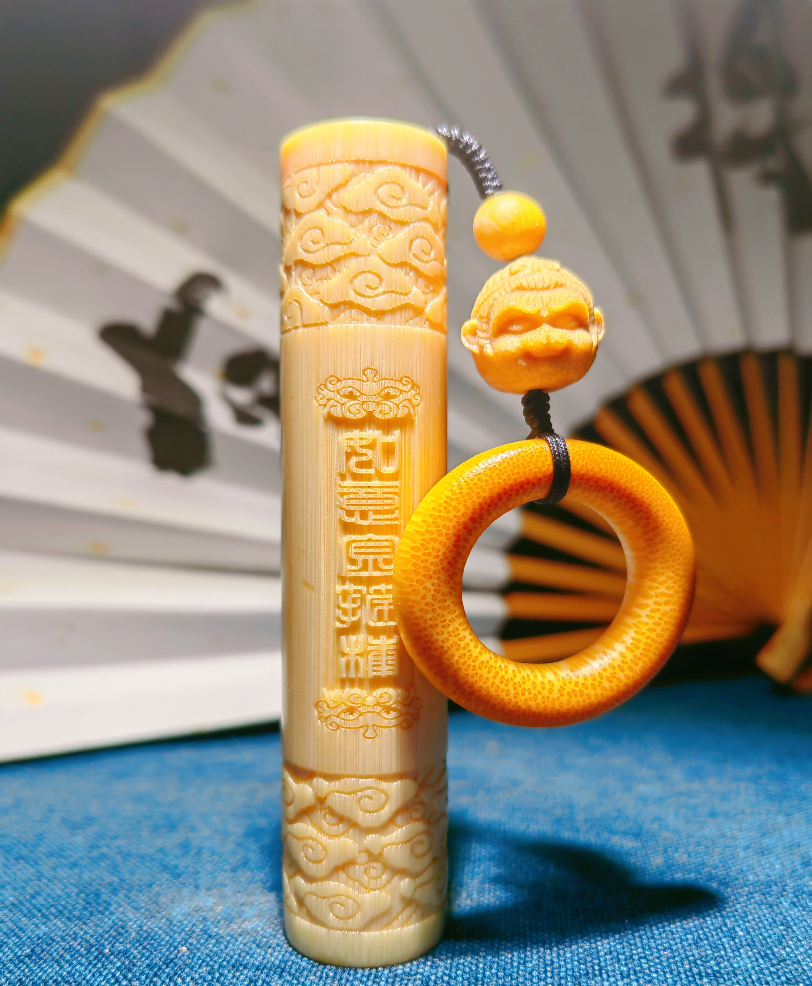 实心竹正圆水晶果冻料～篆刻金箍棒