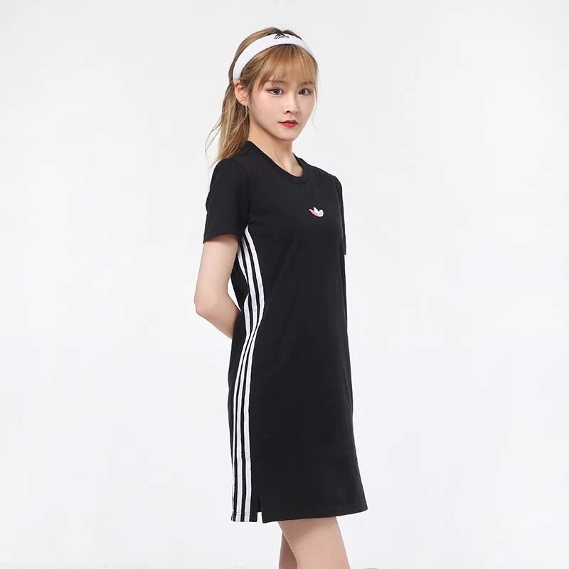 阿迪达斯#BJCC现货三叶草高端连衣裙女装圆领短袖运动T恤H39043