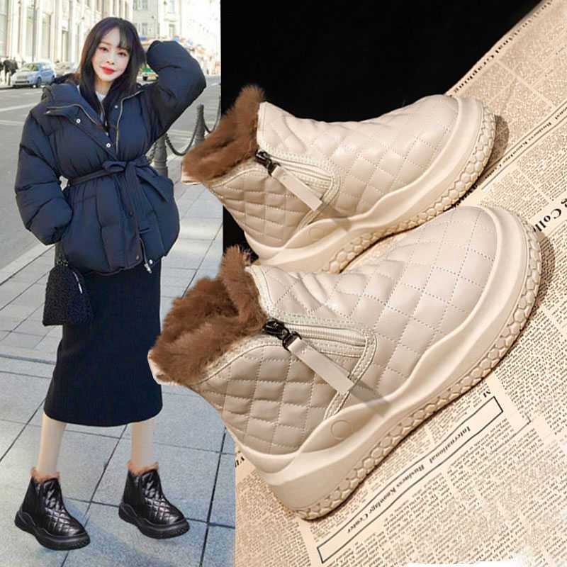网红雪地靴女2023冬季新款加绒加厚外穿厚底棉鞋防水防滑短筒靴子