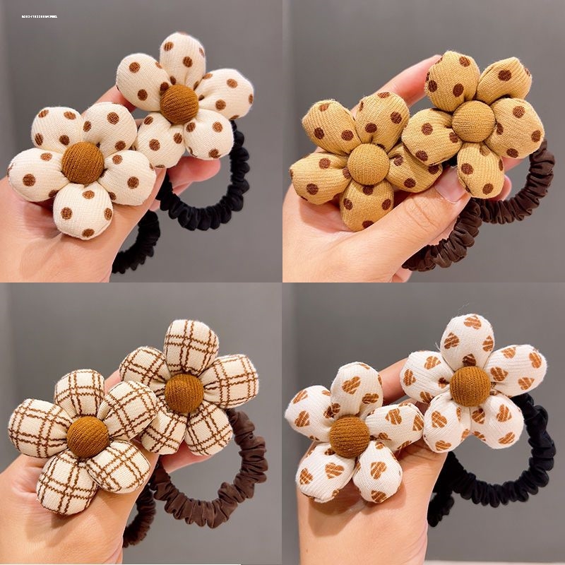 甜美秋冬发饰学院风可爱花朵发圈小肠圈布艺新款头饰简约时尚饰品