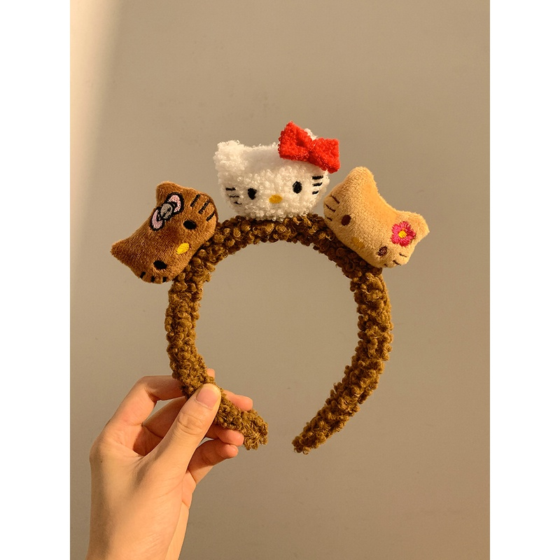 黑皮helloKitty夏威夷可爱毛绒发箍女敷面膜洗脸专用秋冬化妆头箍