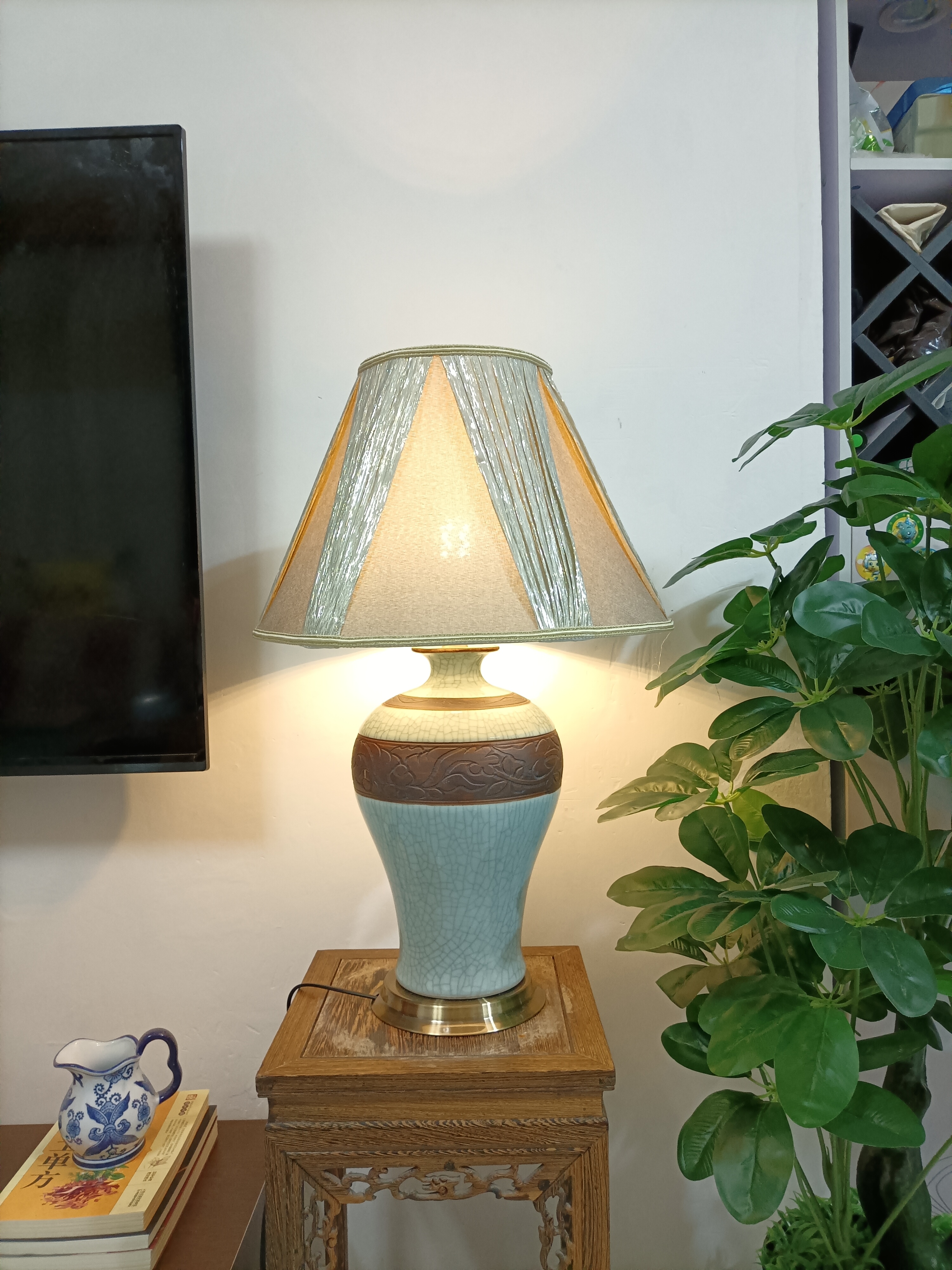 景德镇客厅卧室床头雕刻陶瓷台灯古典中国风新中式灯具轻奢美式