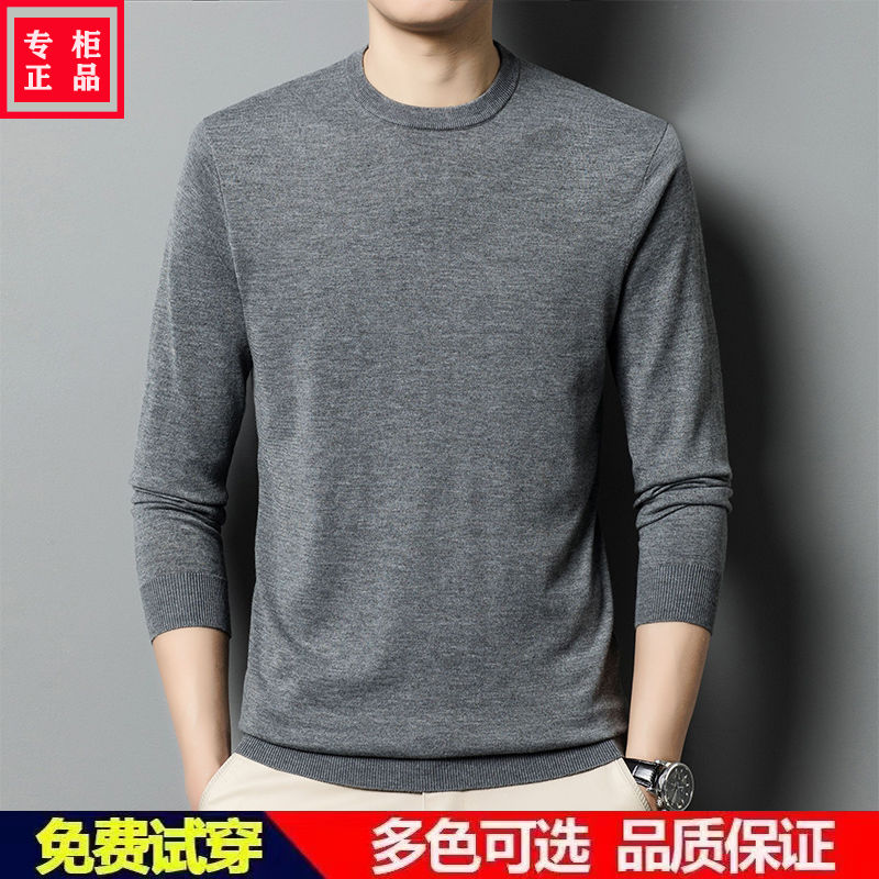 啄木鸟春秋季薄款真丝长袖毛衣男新款6羊毛针织羊毛打底衫上衣服