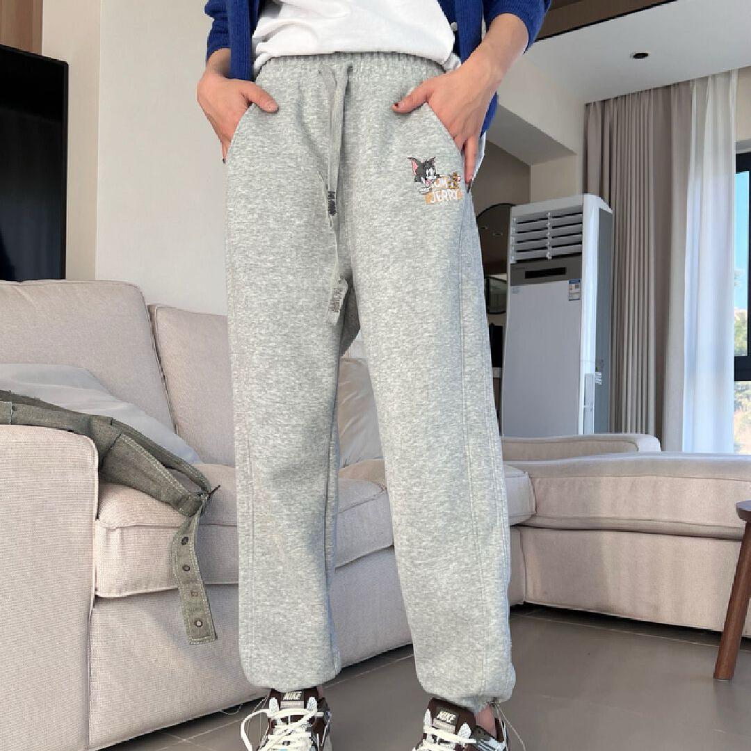 6970号墨#M+Y#5079#春款百搭抽绳刺绣卡通休闲卫裤