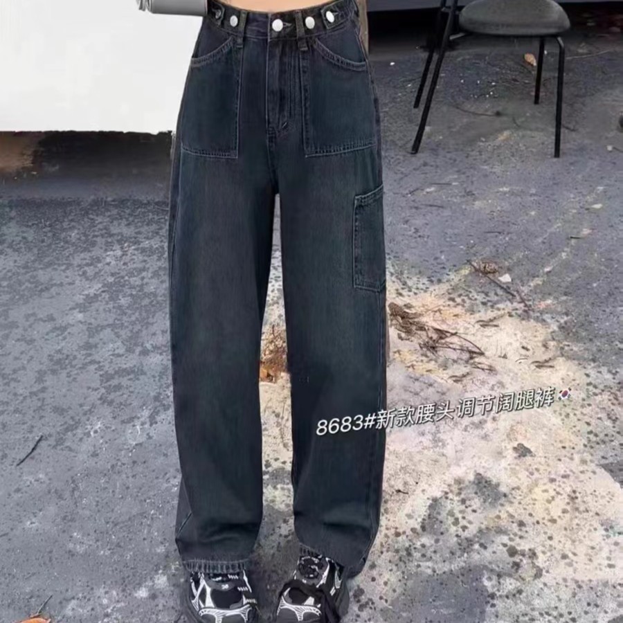 6721号真真#8683#多口袋牛仔宽松牛仔裤