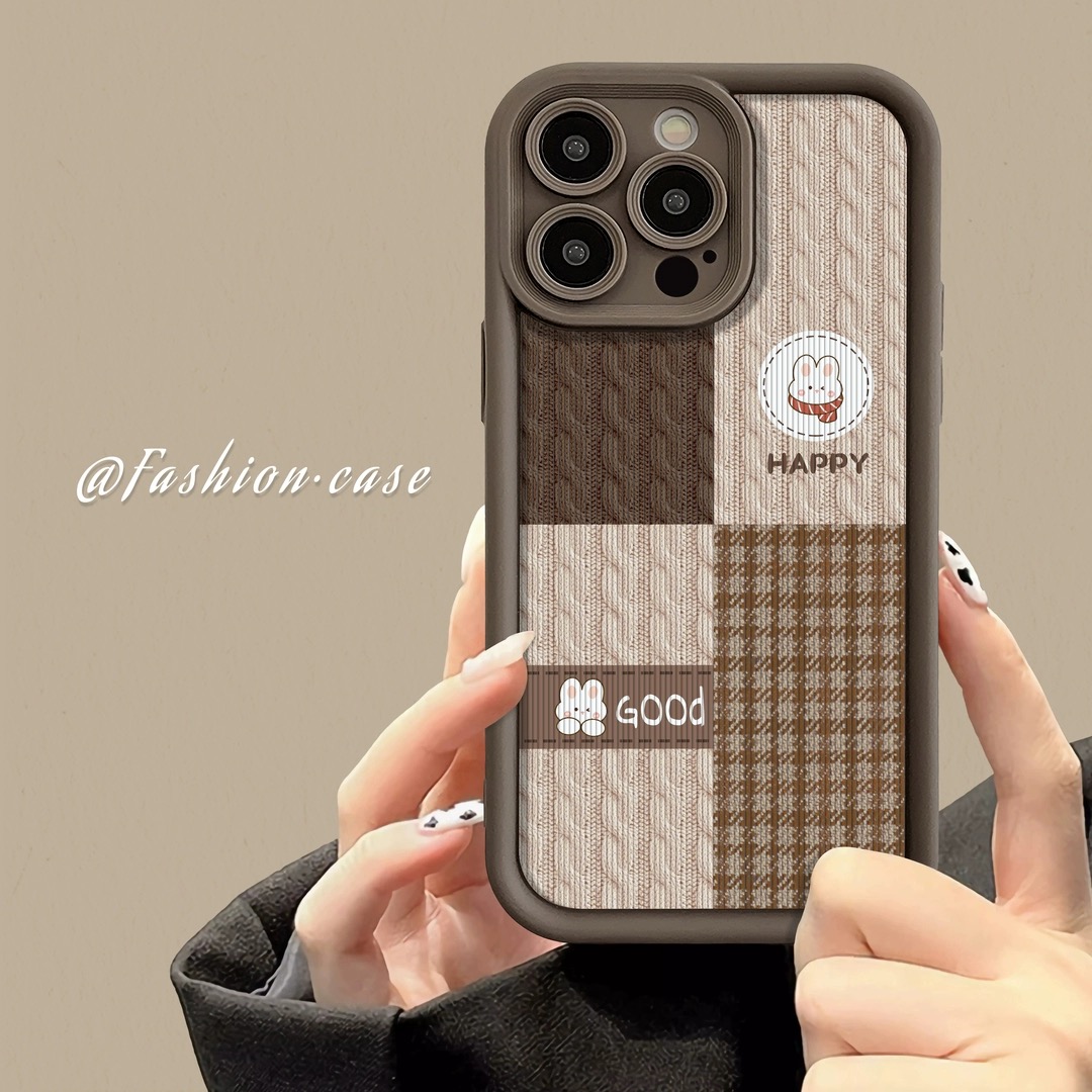 【苹果/华为/OPPO/VIVO/小米/荣耀】阶梯硅胶咖啡毛线小兔ins手机壳