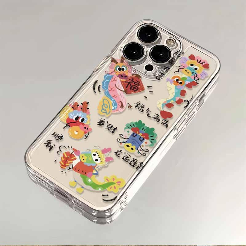 彩色福龙适用苹果15小米oppovivo华为iPhone12/13/14手机壳保护套