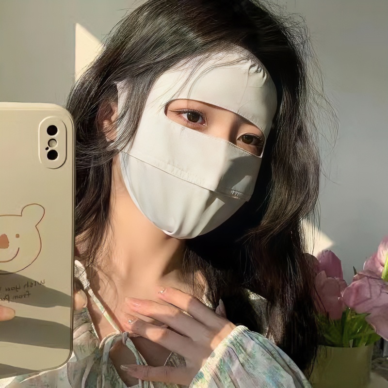 AA10透气开口脸基尼面罩女防紫外线遮阳脸罩夏季薄款冰丝面纱口罩