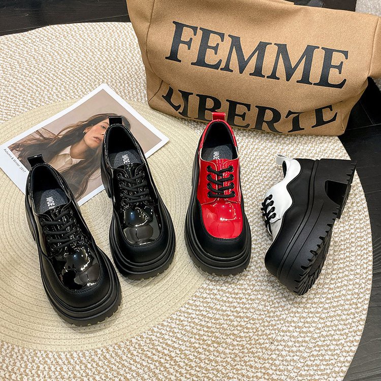 【再来专属】7129小众厚底增高英伦风小皮鞋女2023春秋新款系带百搭