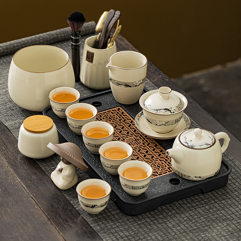 瓷都先生 哥窑功夫茶具套装陶瓷茶杯茶壶茶盘泡茶办公室会客客厅