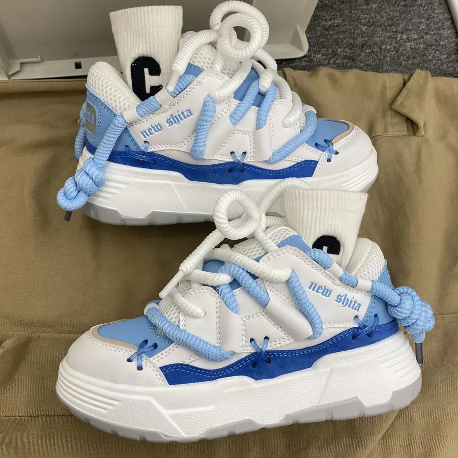 国潮闪穿厚底增高面包鞋vibe学院风潮流情侣休闲鞋bf运动老爹鞋男