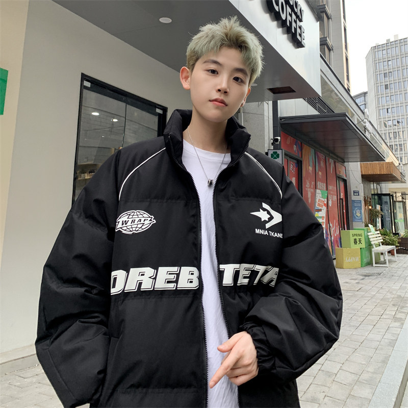 美式高街hiphop机车加厚棉服男款冬季赛车面包服潮牌情侣男生外套