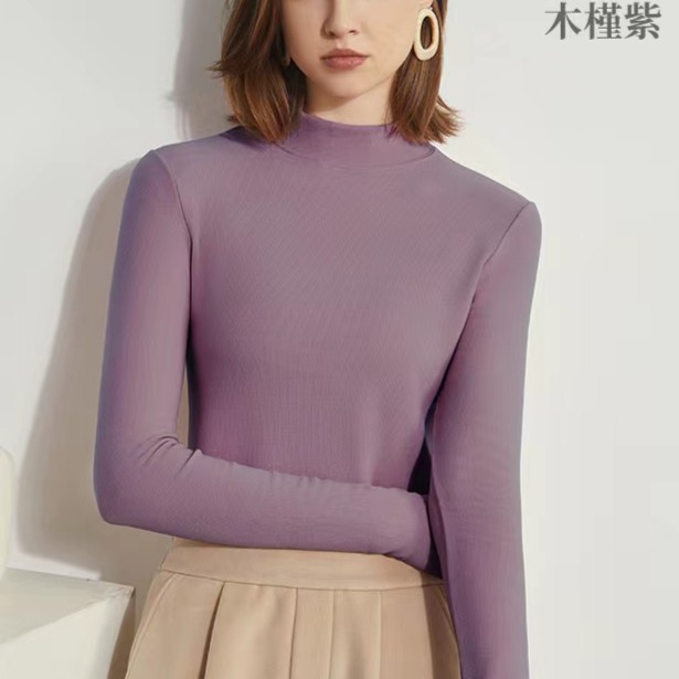 秋季半高领纯色百搭长袖保暖T恤打底衫（2109） T1027