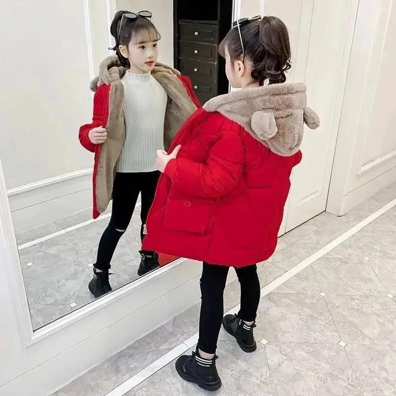 女童棉服加厚冬装2021新款儿童中大童羽绒衣可爱中长款洋气外套