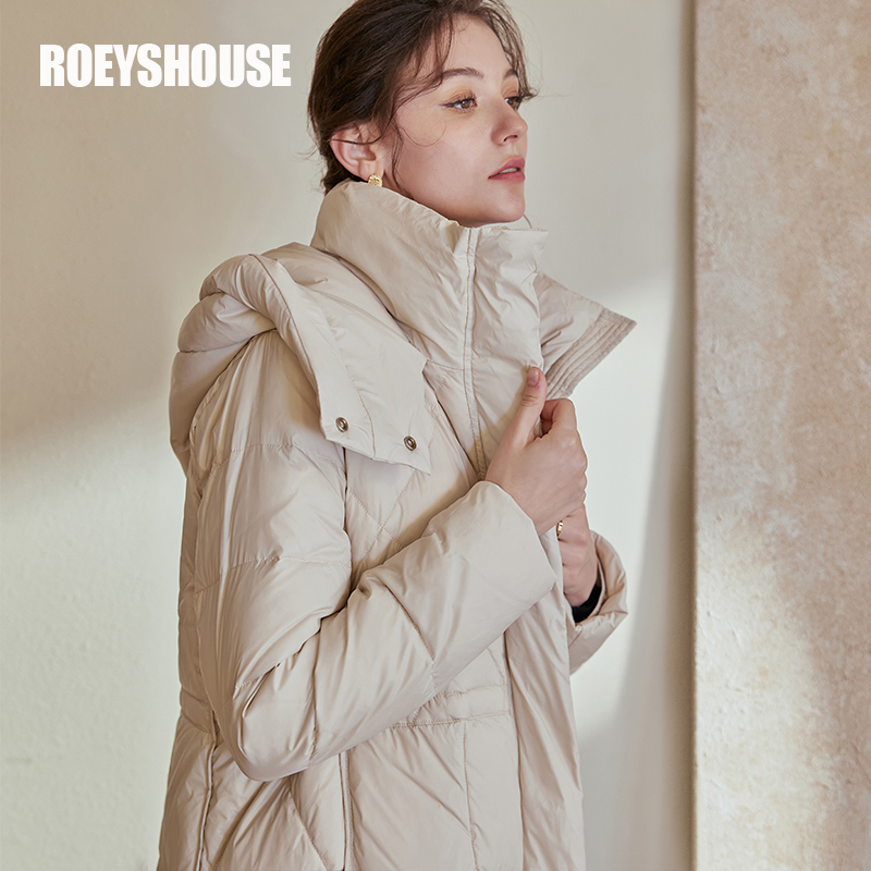 【玉洁推荐】罗衣气质收腰加厚保暖冬装新款时尚中长款羽绒服07300