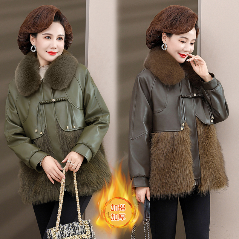 妈妈冬装加厚外套皮棉衣中年女洋气中老年秋冬棉袄新款保暖上衣