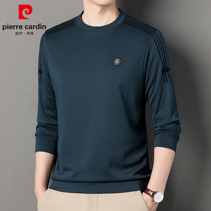 pierre cardin/皮尔卡丹新款男士圆领长袖卫衣春秋季打底衫宽松MJ
