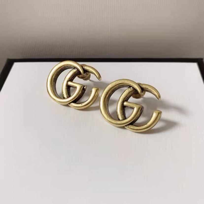 轻奢时尚经典双G字母欧美复古做旧古家小众设计百搭耳钉A271