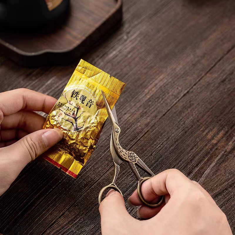 仙鹤中式复古茶道茶艺专用 茶具配件 剪茶叶袋茶剪泡袋茶叶小剪刀