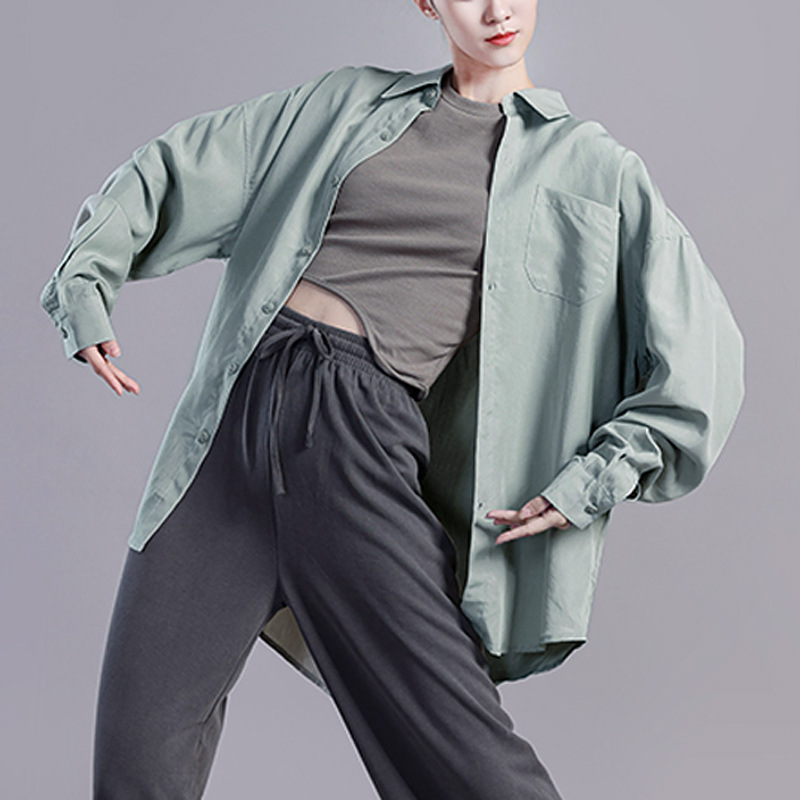 现代舞宽松衬衫女舞蹈服中国古典舞长袖开衫形体服上衣练功服外搭