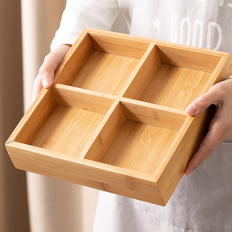 新中式托盘水果点心盘木质木格干果盘零食摆放盘果盘收纳盒多用途